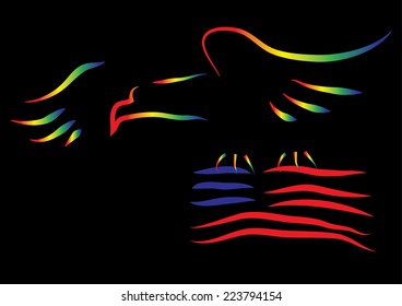 Eagle with American Flag. Vector