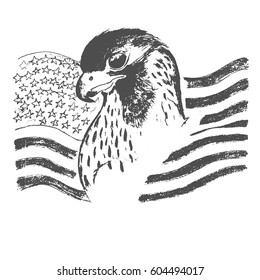 eagle and American flag, vector illustration