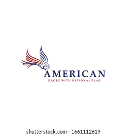 Eagle with american national flag logo design