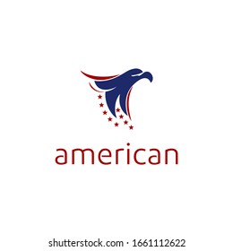 Eagle with american national flag logo design