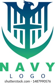 Eagle and anchor combined logo design.Logo design for navy, esport teams, water sports, sports clothing.