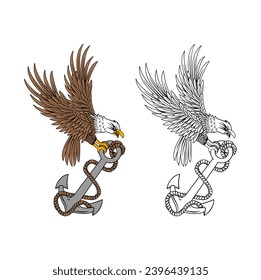 Eagle and Anchor Design Illustration vector eps format , suitable for your design needs, logo, illustration, animation, etc.