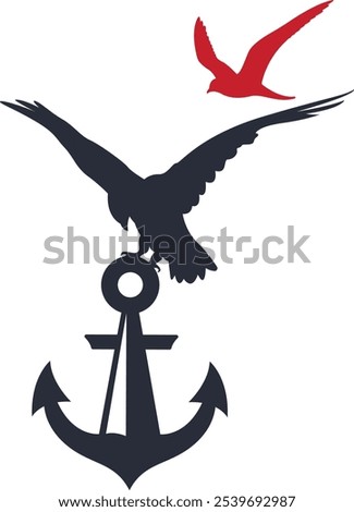 Eagle with anchor logo design with vector icon