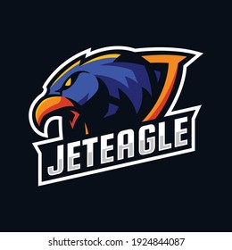 Eagle angry e-sport logo design template