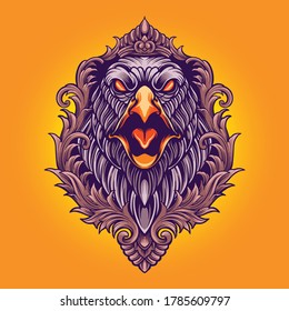 Eagle Angry Ornaments Illustrations for logo and merchandise clothing line fashionable