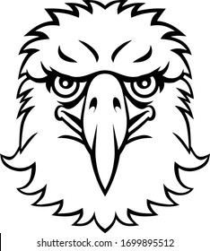 An eagle animal mascot cartoon character face from the front