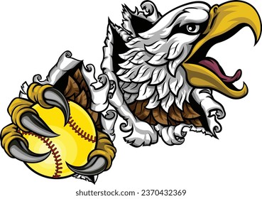 An eagle animal softball sports team cartoon mascot