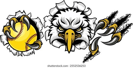 An eagle animal softball sports team cartoon mascot