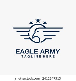 Eagle army logo design vector