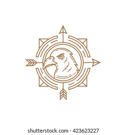 eagle and arrow line logo vector