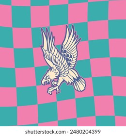 Eagle art illustration hand drawn colorful vector for tshirt, sticker, poster, logo etc