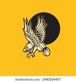 Eagle art illustration hand drawn colorful vector for tshirt, sticker, poster, logo etc