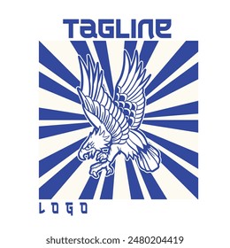 Eagle art illustration hand drawn colorful vector for tshirt, sticker, poster, logo etc