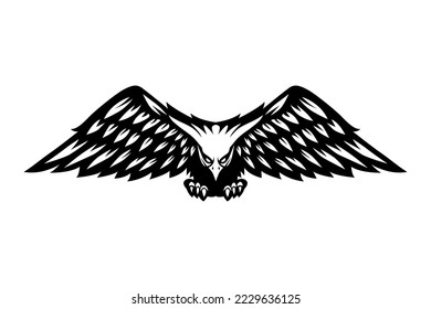 eagle attack black white vector logo