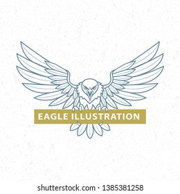 Eagle. Attacking eagle hand drawn illustration. Woodcut style eagle mascot. 