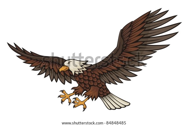 Eagle Attacking Illustration Isolated On White Stock Vector (Royalty ...