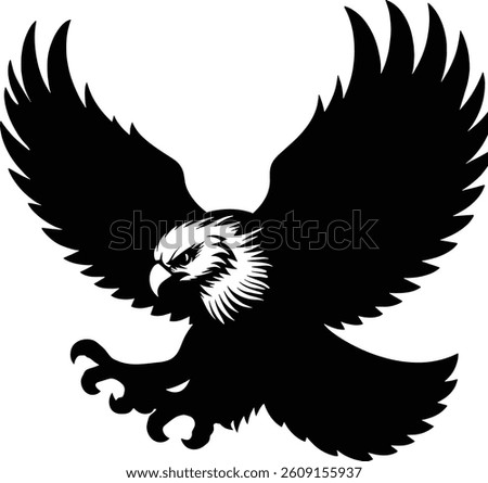 Eagle attacking silhouette vector design - American hawk, sihouette falcon in action design