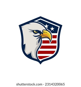 Eagle badge mascot logo design, United states hawk logo brand vector illustration