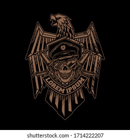 eagle badges with skull and guns vector design