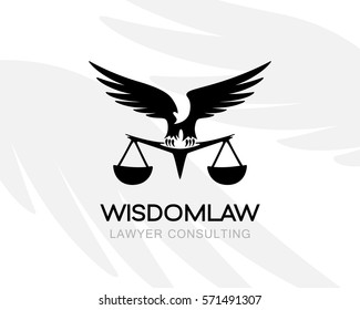 Eagle with balance. Law firm logo template. Concept for legal firms, notary offices or justice companies