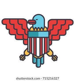 Eagle, bald, usa flat line illustration, concept vector isolated icon 