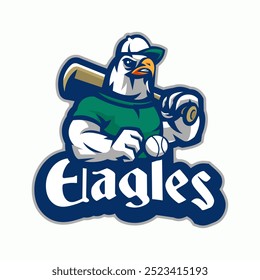 Eagle Baseball Cartoon Mascot Logo