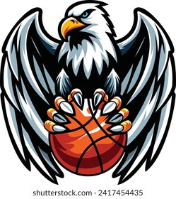 an eagle with a basket ball