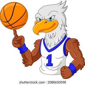 Eagle basketball sport mascot with ball