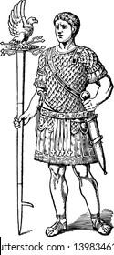 Eagle Bearer from the Roman Empire vintage line drawing or engraving illustration.