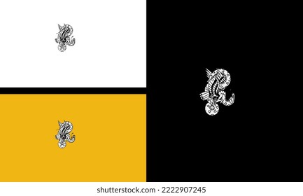 eagle and big snake vector line art design