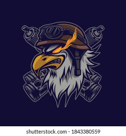 Eagle biker wearing moto helmet mascot illustration design vector file eps10. editable design ready for t-shirt design