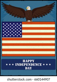 Eagle Bird in 4th of July Happy Independence Day of America background in vector