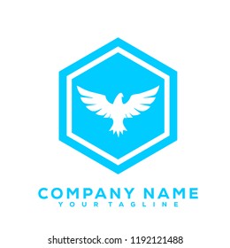 Eagle Bird Animal Pet Icon Light Blue Vector Creative Design Logo