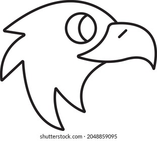 Eagle Bird Animal. Vector art illustration. Black and white. White background. Line drawing.