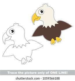 Eagle Bird to be traced only of one line, the tracing educational game to preschool kids with easy game level, the colorful and colorless version.