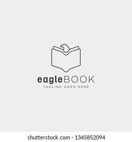 eagle or bird book education line logo template vector illustration icon element