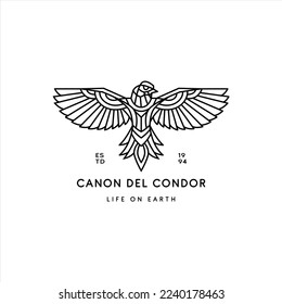 eagle bird canon del condor with line art style logo design