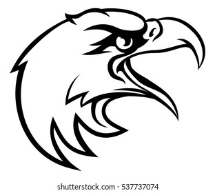 Eagle bird character sports mascot head in profile