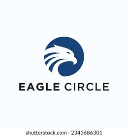 Eagle bird with circle logo design vector silhouette illustration