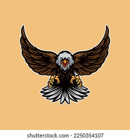 Eagle bird with claw flying mascot logo vector