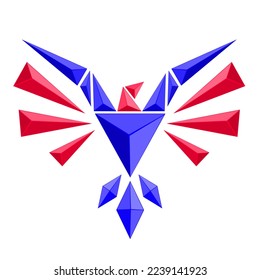 Eagle bird cristal red and blue color vector for icon and logo