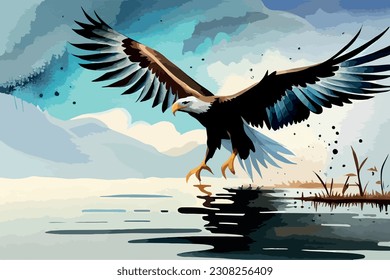 Eagle Bird Drawing Watercolor Vector art