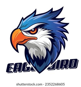 Eagle bird esport mascot logo design template, Falcon mascot character, white background