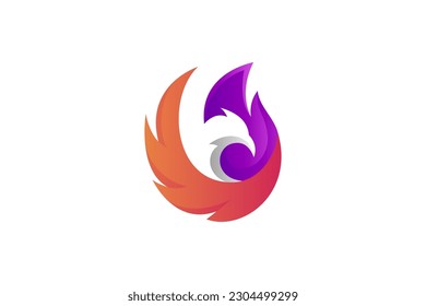 eagle bird and fire 3D logo design