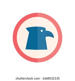 Eagle bird flat style icon design, animal feather predator wildlife flight beak natural and tattoo theme Vector illustration