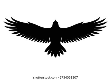 Eagle bird, flying, wings spread, freedom, power, nature, silhouette, icon, symbol, wildlife.