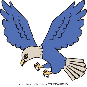 Eagle, a bird of good luck, with colored and outline