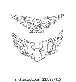 eagle bird hand drawn doodle illustrations vector set