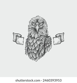 Eagle bird hand drawn logo icon vector illustration