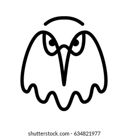 Eagle. Bird head contour on a white background. Line art. Black logo, emblem, vector illustration